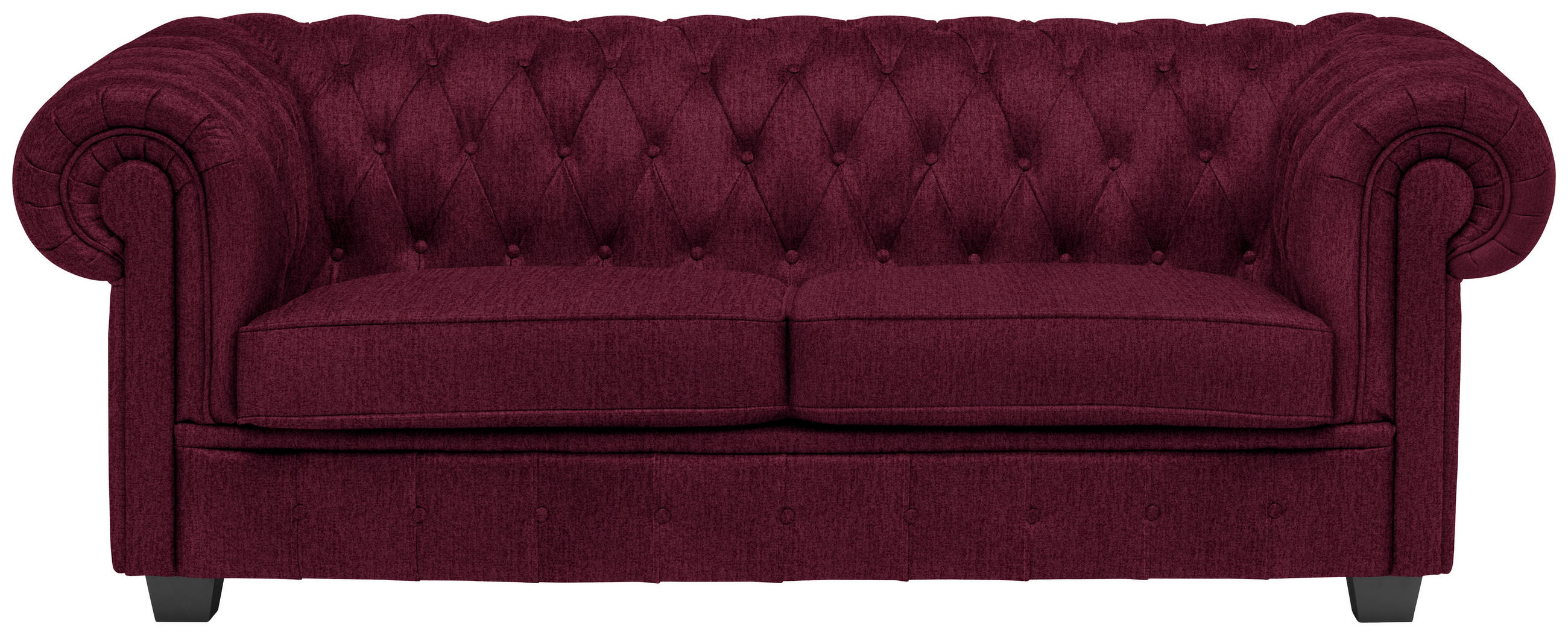 CHESTERFIELD-SOFA in Webstoff Bordeaux  - Wengefarben/Bordeaux, Lifestyle, Holz/Textil (206/76,5/96cm) - Landscape