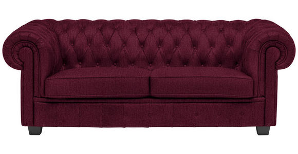 CHESTERFIELD-SOFA Webstoff Bordeaux  - Wengefarben/Bordeaux, LIFESTYLE, Holz/Textil (206/76,5/96cm) - Landscape