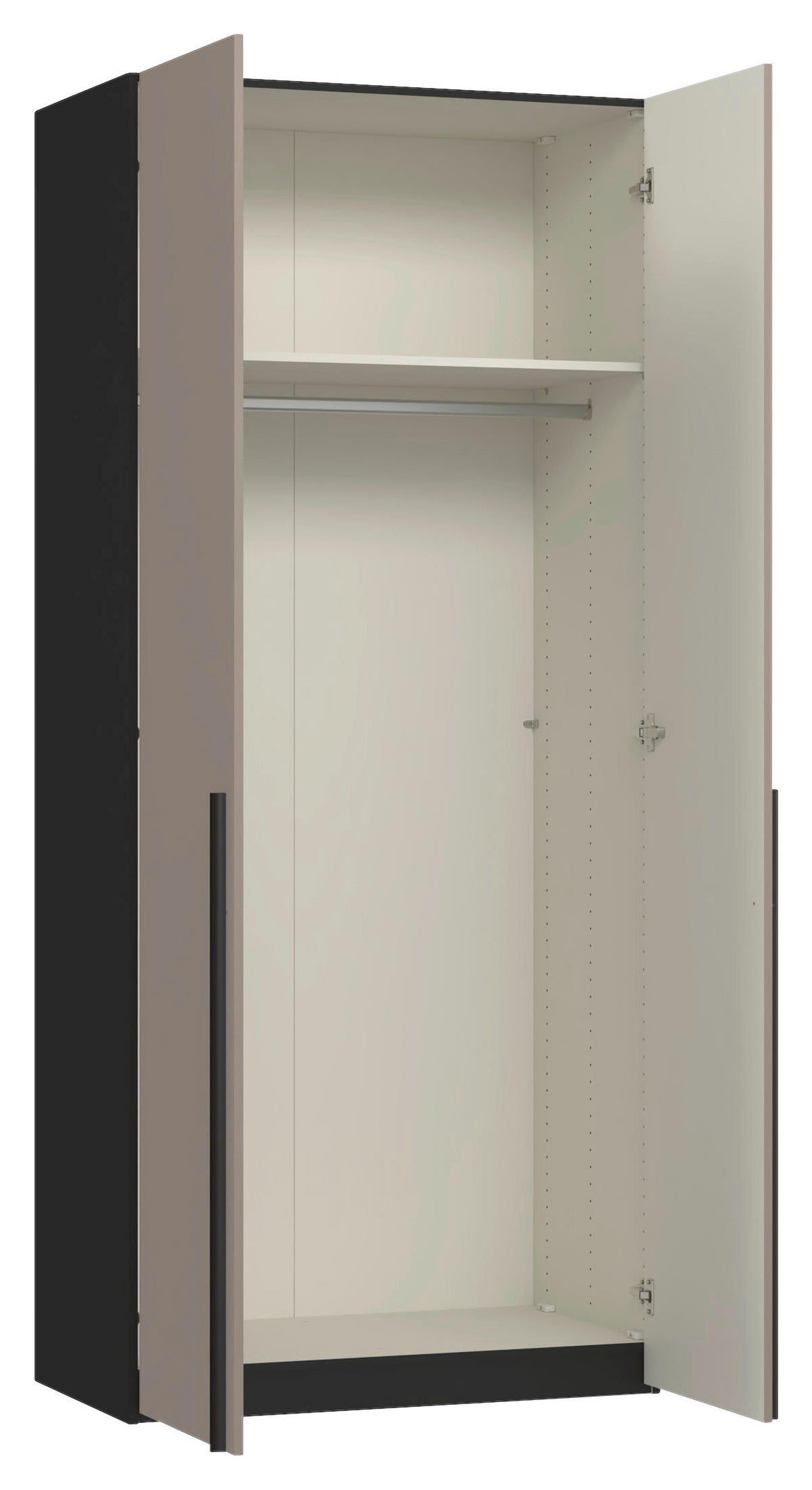 DREHTÜRENSCHRANK 102/236/59 cm,  in Schwarz, Hellbraun, 2-türig  - Hellbraun/Schwarz, Design, Glas/Holzwerkstoff (102/236/59cm) - Jutzler