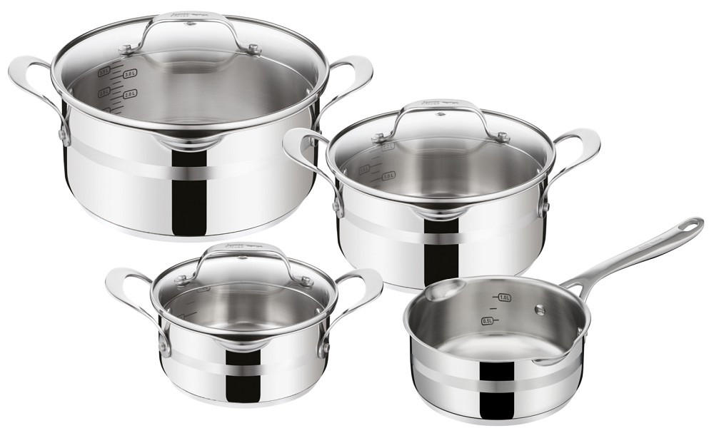 KOCHTOPFSET Jamie Oliver COOK SMART 7-teilig  - Alufarben, Basics, Glas/Metall - Tefal