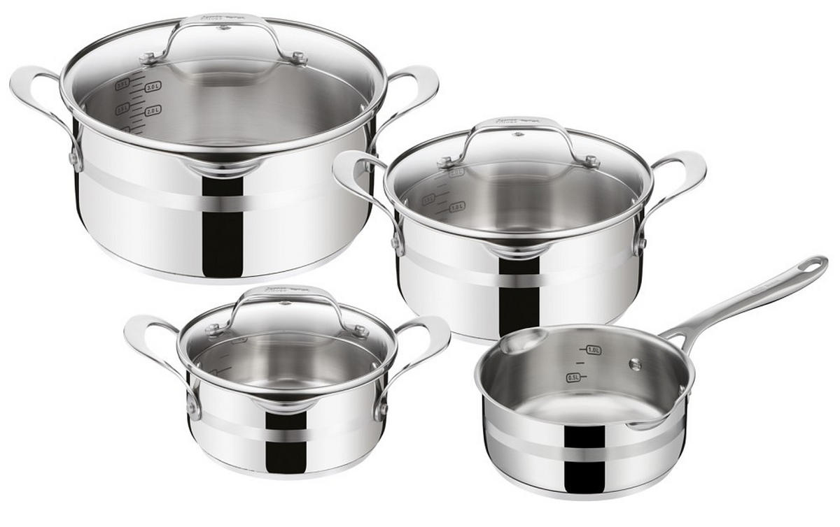 KOCHTOPFSET Jamie Oliver COOK SMART 7-teilig  - Alufarben, Basics, Glas/Metall - Tefal