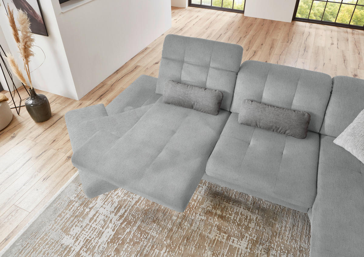 ECKSOFA in Flachgewebe Hellgrau  - Hellgrau/Schwarz, Design, Textil/Metall (309/190cm) - Beldomo Style