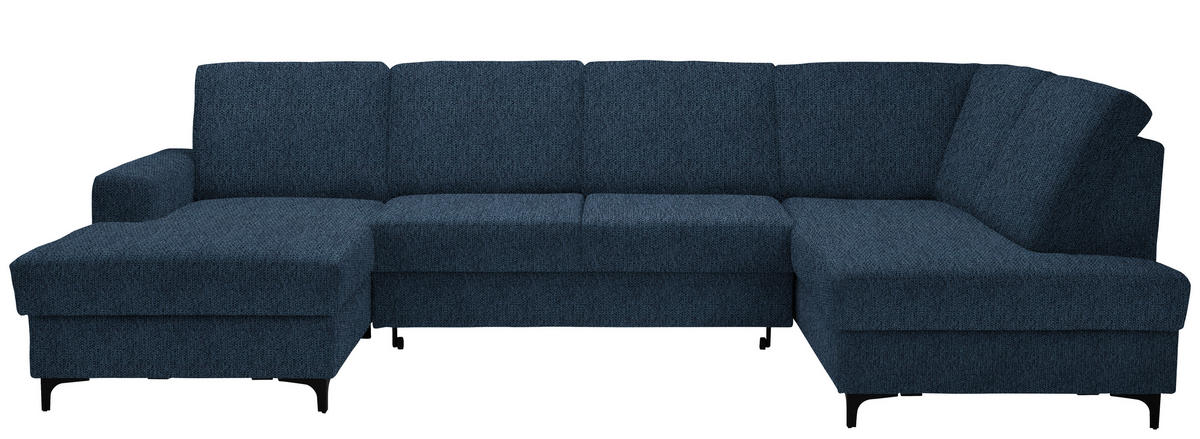 WOHNLANDSCHAFT Webstoff Dunkelblau  - Schwarz/Dunkelblau, Konventionell, Textil/Metall (167/317/185cm) - Stylife