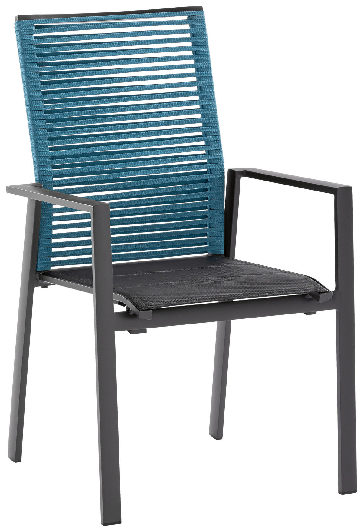 GARTENSTUHL Aluminium Anthrazit, Blau  - Blau/Anthrazit, Basics, Textil/Metall (61/95/65cm)