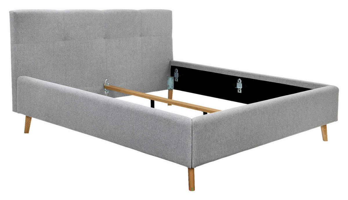 POLSTERBETT 200/200 cm,  in Grau,  - Eichefarben/Grau, MODERN, Holz/Textil (200/200cm) - MID.YOU