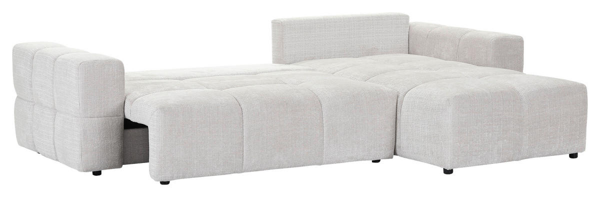ECKSOFA in Chenille Creme  - Creme/Schwarz, KONVENTIONELL, Kunststoff/Textil (283/180cm) - Carryhome