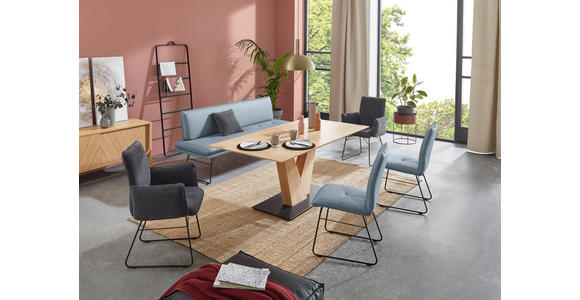 SITZBANK in Metall, Textil Blau, Schwarz  - Blau/Schwarz, Design, Textil/Metall (195/87/65cm) - Dieter Knoll