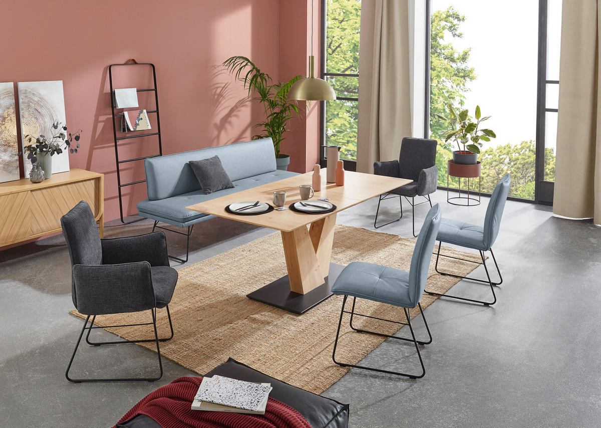 SITZBANK in Metall, Textil Blau, Schwarz  - Blau/Schwarz, Design, Textil/Metall (195/87/65cm) - Dieter Knoll