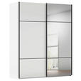 SCHWEBETÜRENSCHRANK 181/223/68 cm 2-türig Weiß  - Schwarz/Weiß, KONVENTIONELL, Glas/Holzwerkstoff (181/223/68cm) - Novel