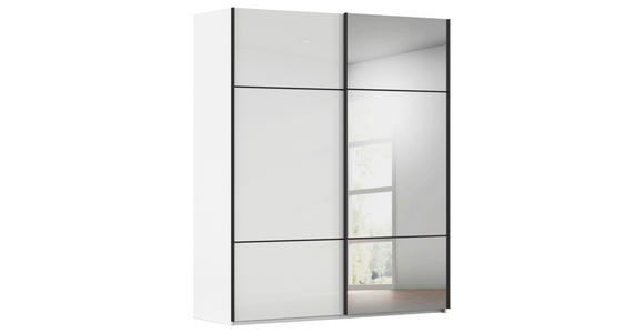 SCHWEBETÜRENSCHRANK in Weiß - Schwarz/Weiß, KONVENTIONELL, Glas/Holzwerkstoff (162/223/68cm) - Novel