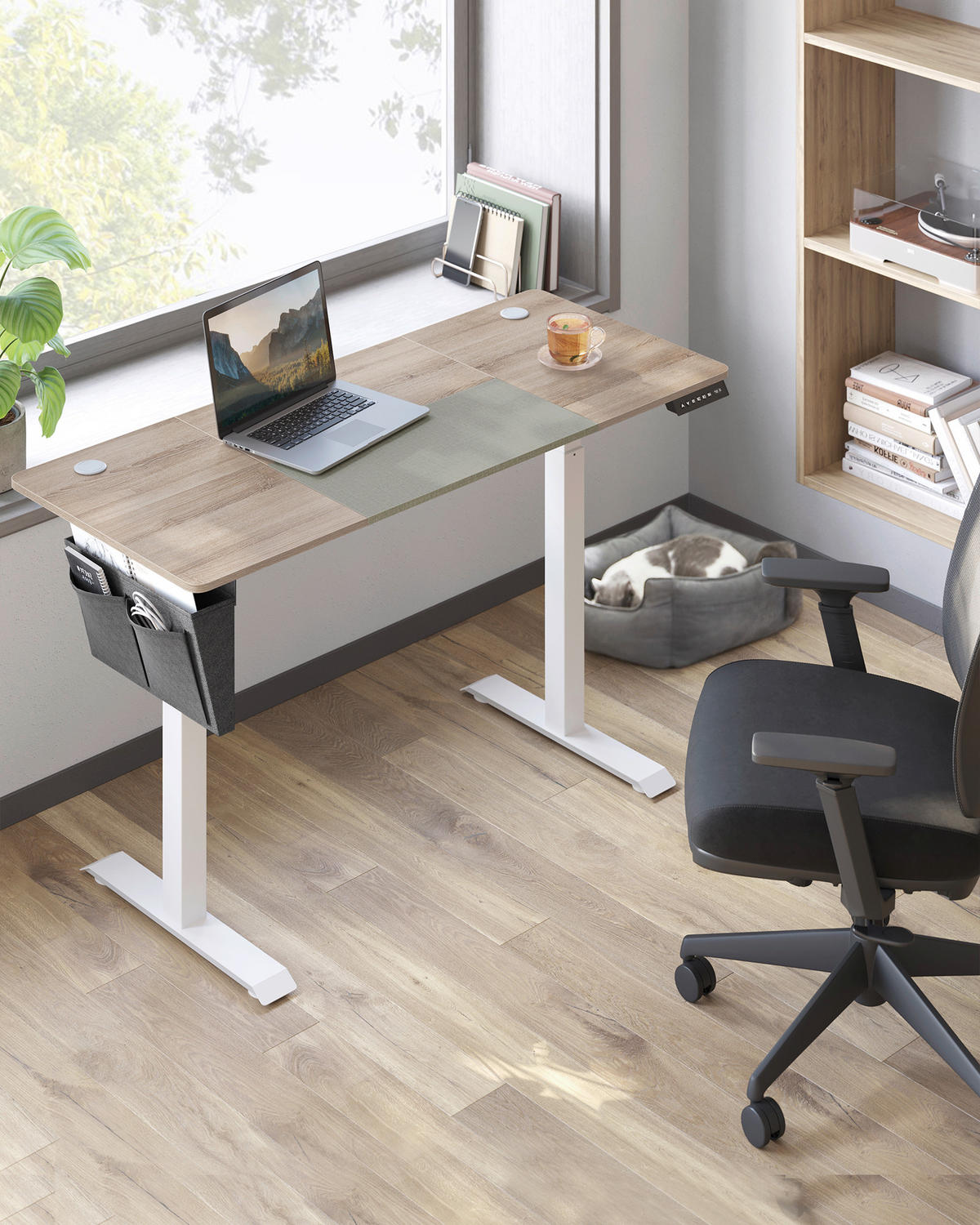 COMPUTERTISCH 140/60/72-120 cm Weiß, Beige elektrisch höhenverstellbar  - Beige/Weiß, Basics, Holzwerkstoff/Metall (140/60/72-120cm) - Boxxx