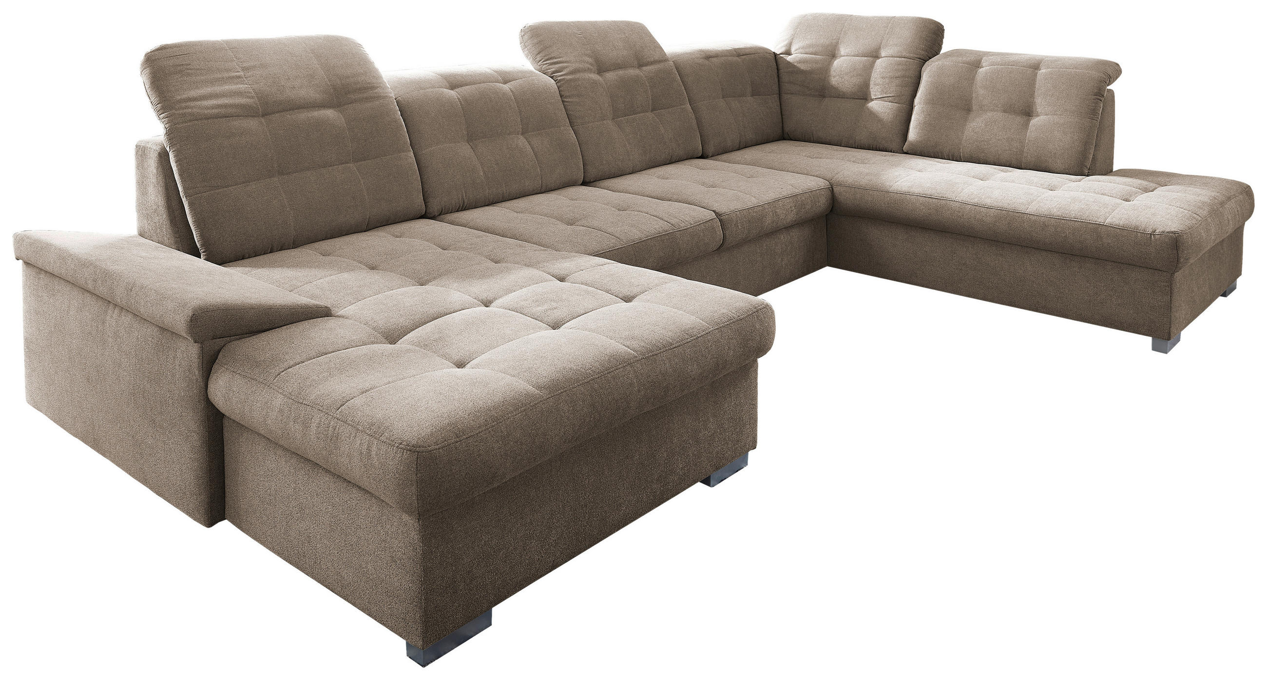 WOHNLANDSCHAFT Taupe Mikrofaser  - Taupe/Chromfarben, Design, Kunststoff/Textil (169/330/212cm) - Livetastic