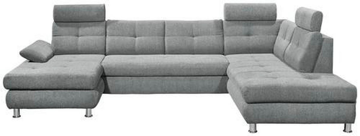 WOHNLANDSCHAFT in Webstoff Hellgrau  - Hellgrau, Modern, Kunststoff/Textil (177/349/233cm) - MID.YOU