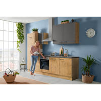 KÜCHENLEERBLOCK 280 cm   in Graphitfarben, Eichefarben  - Dunkelgrau/Eichefarben, Basics, Holzwerkstoff/Metall (280cm) - Impuls