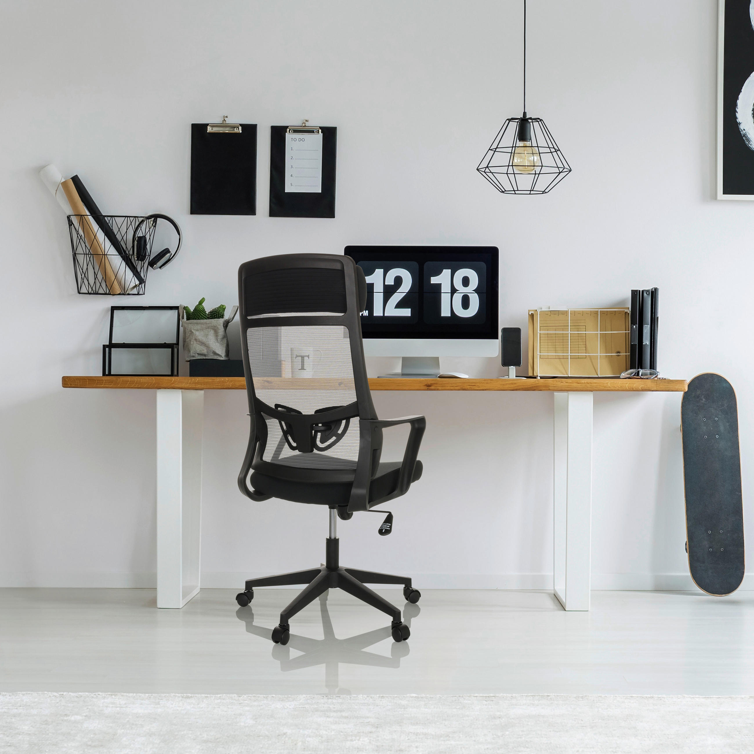 OTOČNÁ ŽIDLE, černá - černá, Basics, textil/plast (69/122-132/69cm) - MID.YOU
