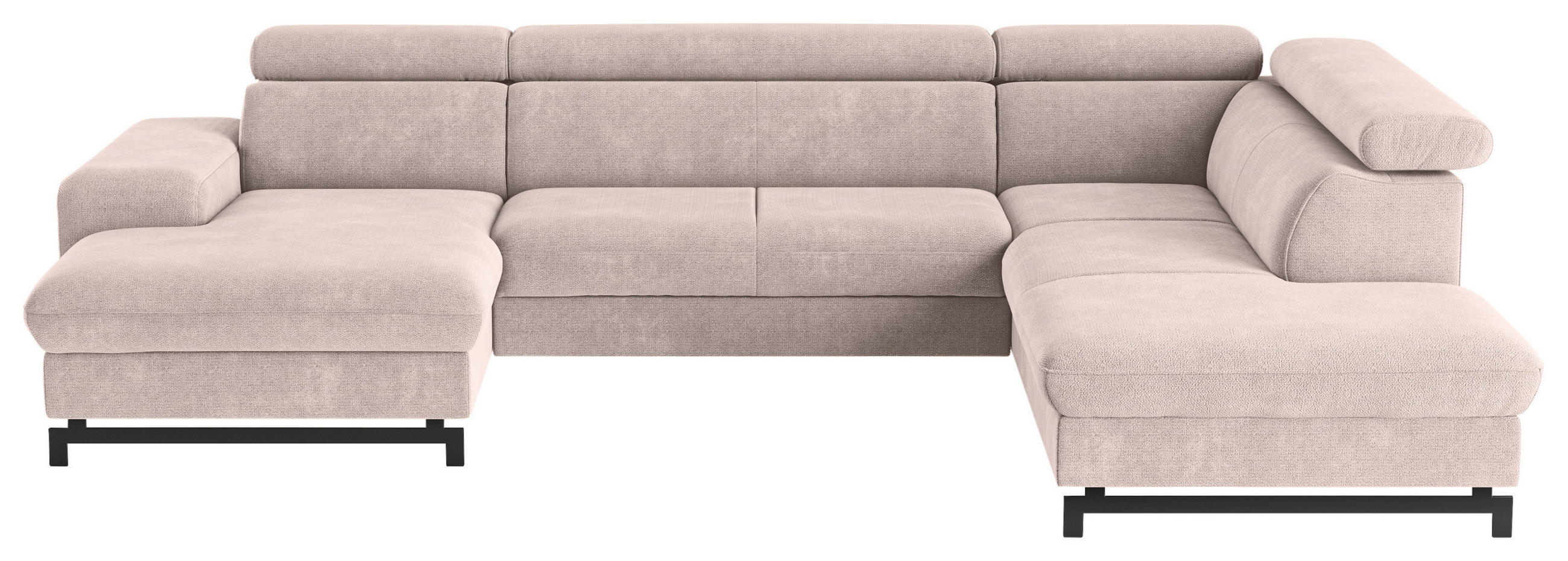 WOHNLANDSCHAFT Creme Chenille  - Creme/Schwarz, Textil/Metall (165/328/215cm) - MID.YOU
