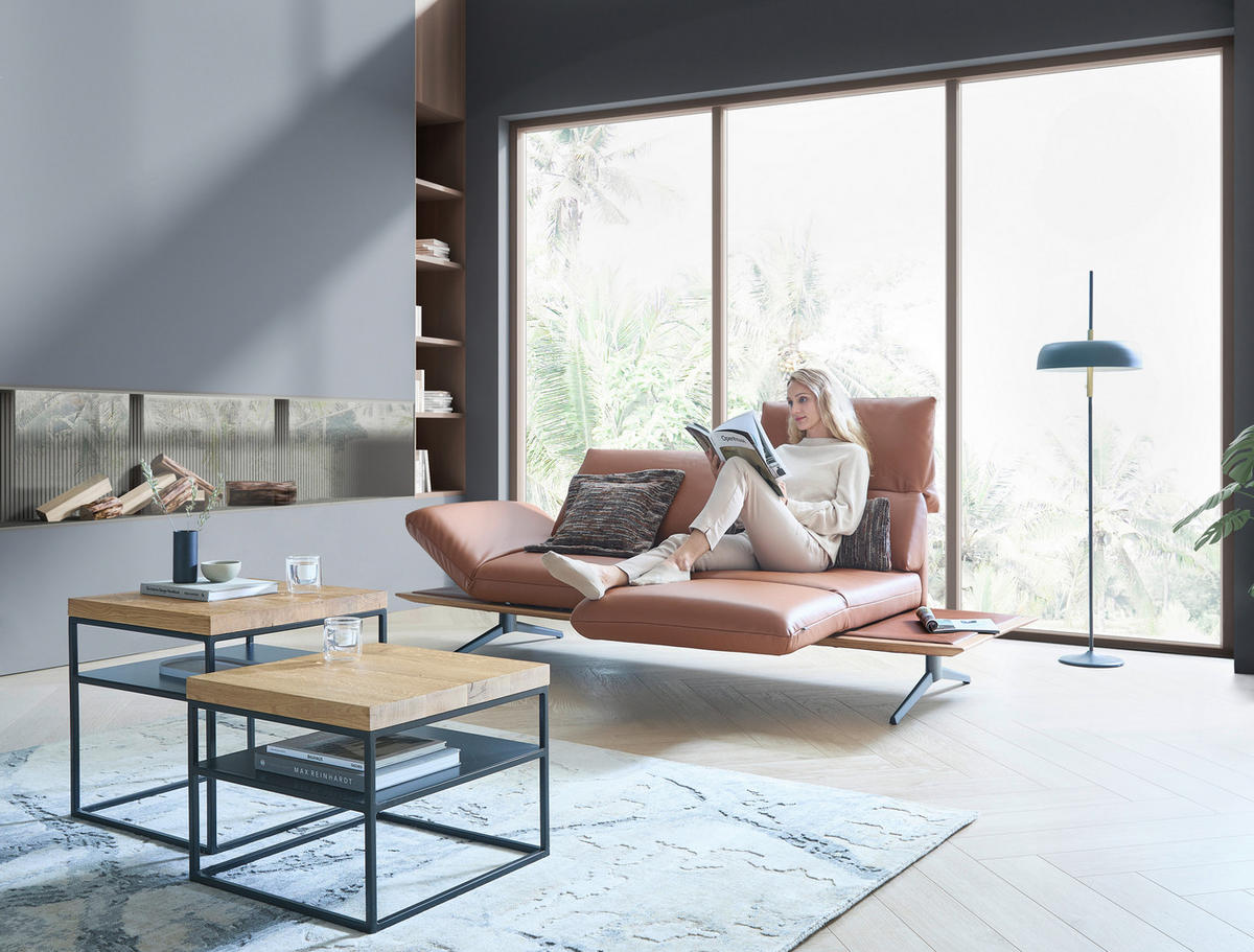 2,5-SITZER Braun Echtleder  - Schwarz/Braun, Design, Leder/Metall (236/115/88cm) - Dieter Knoll