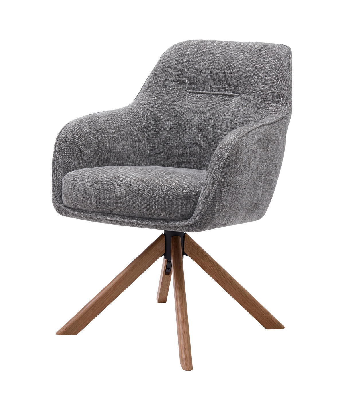 STOL MED ARMSTÖD SET 2 styck 360° vridbar sits, automatisk funktion för återhämtning, stoppade armstöd chenille  - grafitfärgad/naturfärgad, Modern, trä/textil (59/87/65cm) - Livetastic