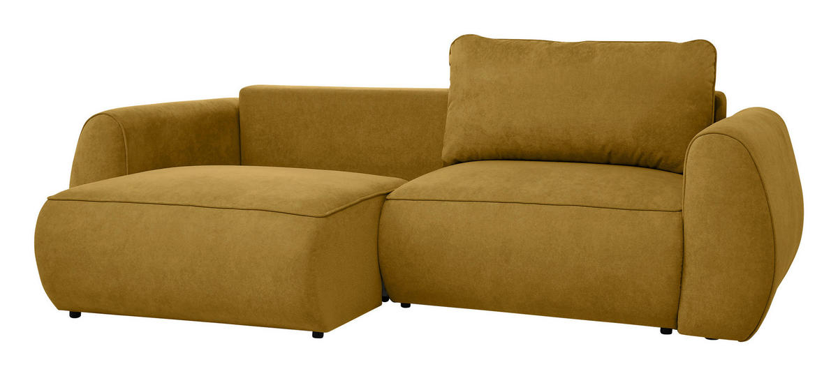 SCHLAFSOFA Chenille Goldfarben  inkl. Zierkissen, Rückenkissen, Bettkasten, Schlaffunktion, Rücken echt, Liegefläche im Originalstoff  - Goldfarben/Schwarz, KONVENTIONELL, Kunststoff/Textil (257/96/110cm) - Milino