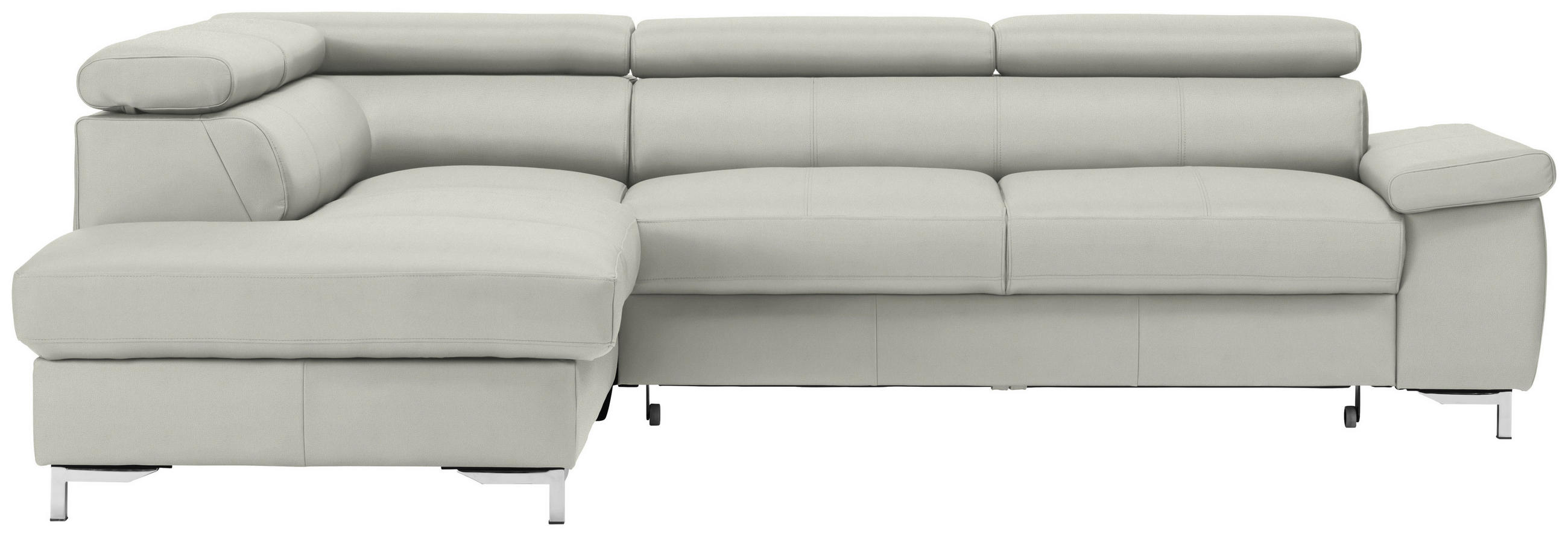 ECKSOFA in Echtleder Hellgrau  - Chromfarben/Hellgrau, Design, Leder/Metall (213/268cm) - Stylife