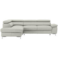 ECKSOFA in Echtleder Hellgrau  - Chromfarben/Hellgrau, Design, Leder/Metall (213/268cm) - Stylife