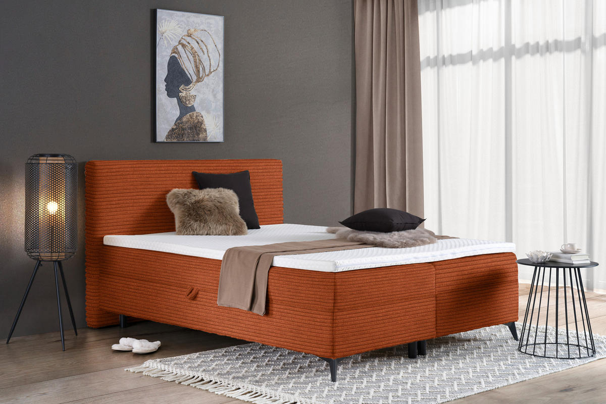 BOXBETT 180/200 cm  in Rostfarben  - Rostfarben/Schwarz, Design, Holz/Holzwerkstoff (180/200cm) - Xora