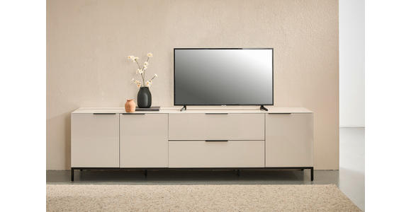 LOWBOARD - Kaschmir/Schwarz, Design, Glas/Holzwerkstoff (225/54.7/42cm) - Novel