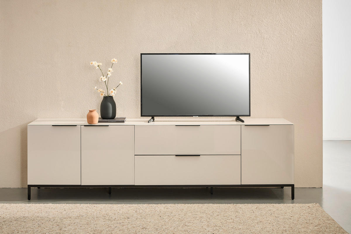 LOWBOARD  in 225/54.7/42 cm  - Kaschmir/Schwarz, Design, Glas/Holzwerkstoff (225/54.7/42cm) - Novel