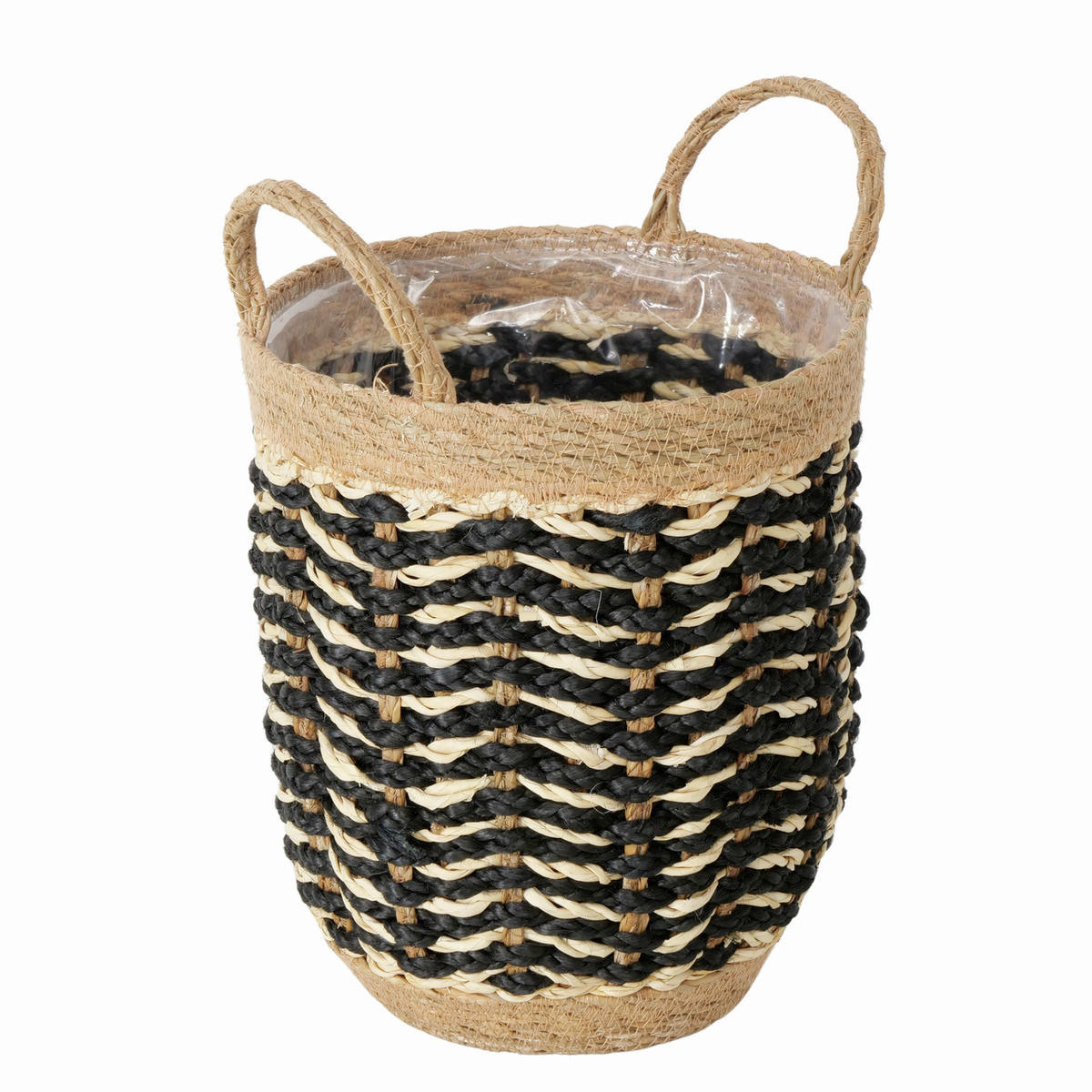 ČREPNÍK prírodné materiály, 24/24/34 cm - čierna/prírodná farba, Basics, prírodné materiály (24/24/34cm)