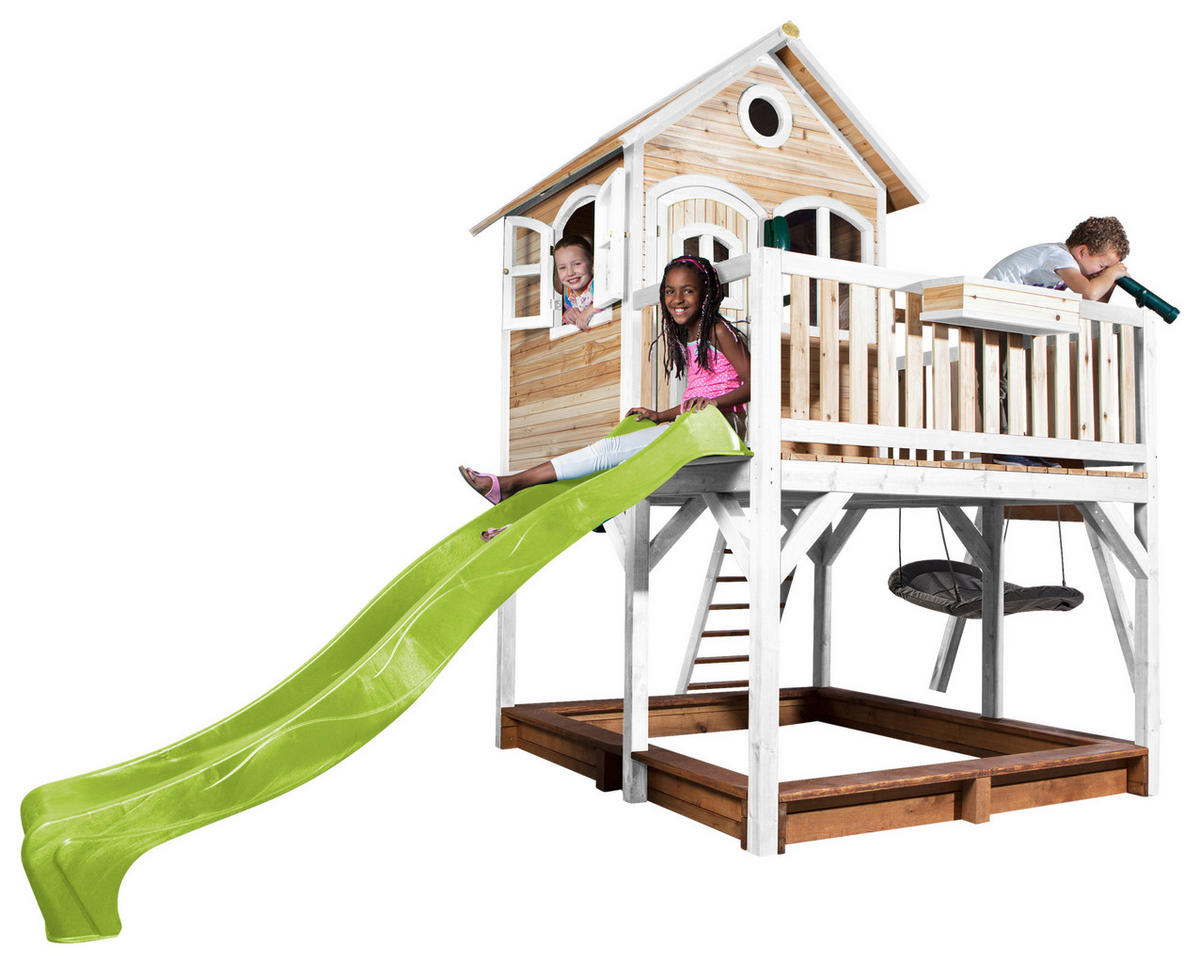 SPIELTURM 613/291/277 cm  - Braun/Weiß, KONVENTIONELL, Holz (613/291/277cm) - Ambia Garden