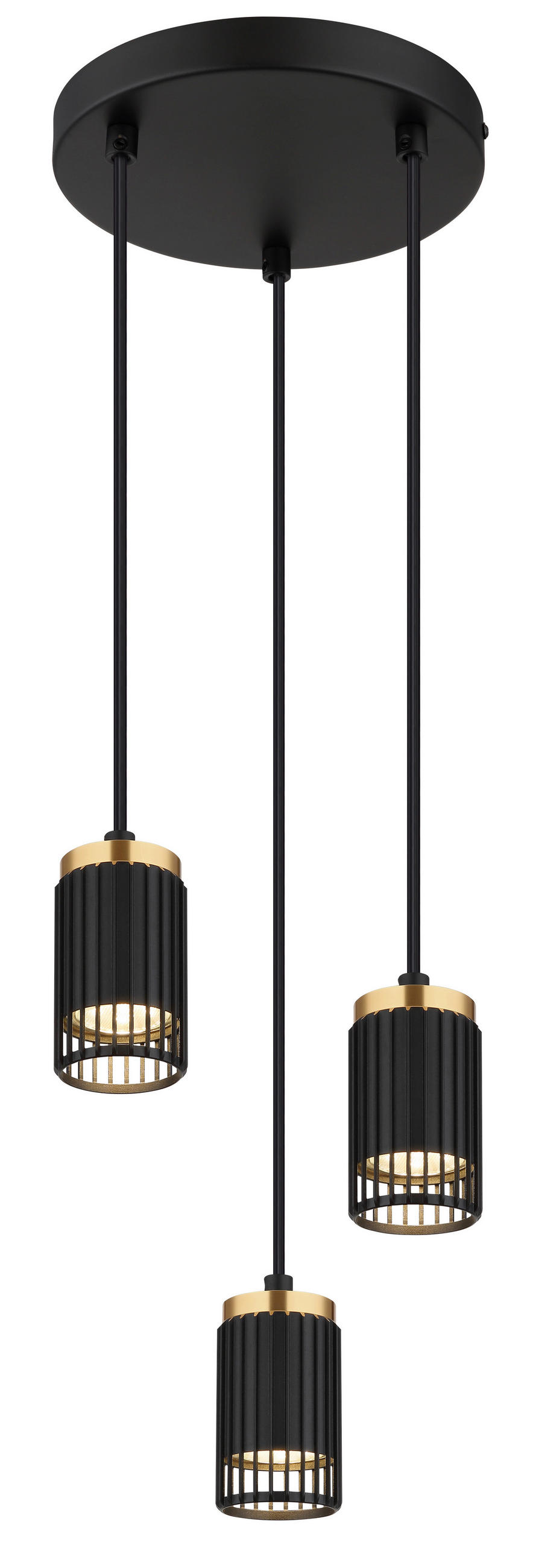 HÄNGELEUCHTE 21/115,5 cm  - Goldfarben/Schwarz, Design, Kunststoff/Metall (21/115,5cm) - Globo