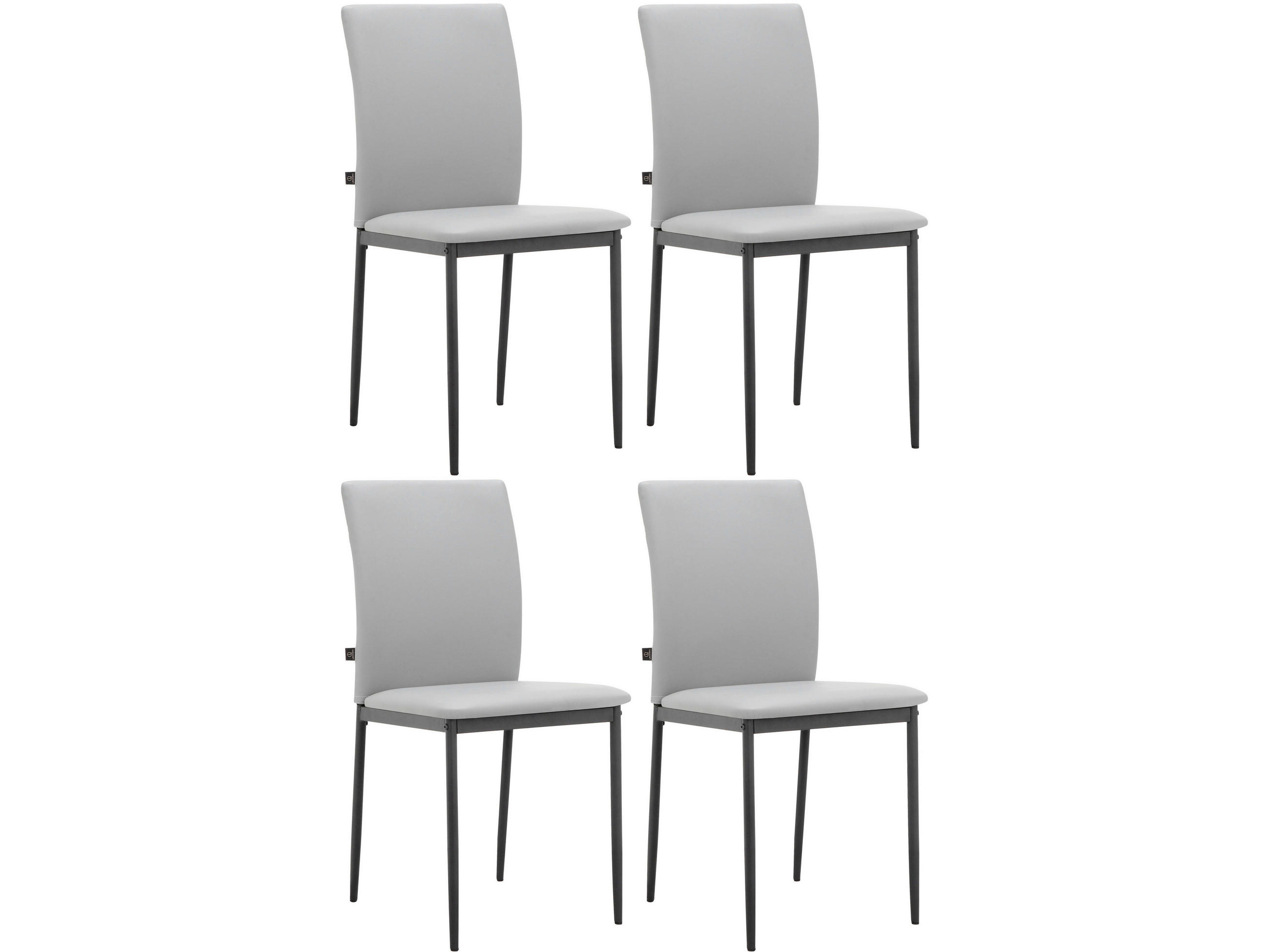 STUHL-SET 4 Stück  in Stahl Lederlook  - Hellgrau/Schwarz, Design, Textil/Metall (44/88/51cm) - MID.YOU