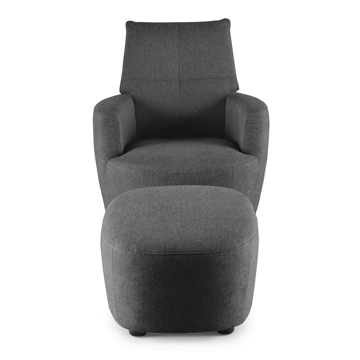 SESSEL Webstoff Graphitfarben    - Graphitfarben/Schwarz, Design, Textil/Metall (80/96/88cm) - SetOne by Musterring