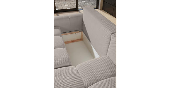 ECKSOFA in Flachgewebe Greige  - Greige/Schwarz, KONVENTIONELL, Kunststoff/Textil (256/157cm) - Carryhome