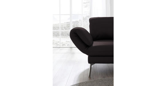 RÉCAMIERE in Echtleder Dunkelbraun  - Chromfarben/Dunkelbraun, Design, Leder/Metall (209/85-109/95-16cm) - Dieter Knoll