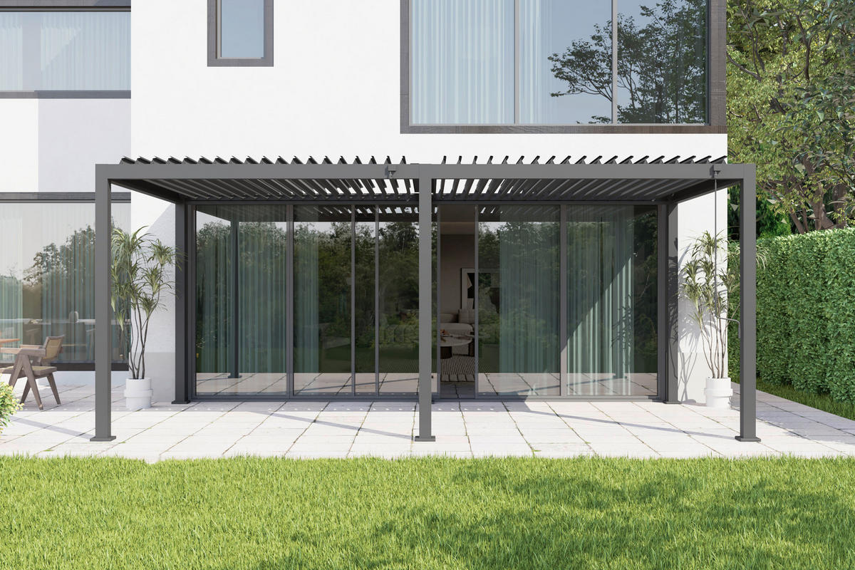 PERGOLA 589/247/300 cm Aluminium  - Anthrazit, Basics, Metall (589/247/300cm) - Gardenson