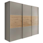 SCHWEBETÜRENSCHRANK  in Hellgrau, Eiche Artisan  - Hellgrau/Alufarben, Holzwerkstoff/Metall (249/222/68cm) - Moderano