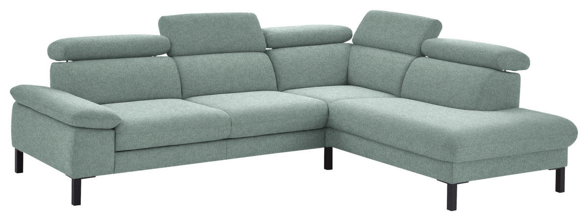 ECKSOFA in Flachgewebe Mintgrün  - Schwarz/Mintgrün, Design, Holzwerkstoff/Textil (272/217cm) - Pure Home Comfort