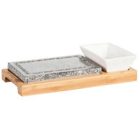 HEIßER STEIN-WARMHALTEPLATTE  - Schwarz/Braun, Basics, Holz/Keramik (27,5/13/2,5cm) - Mäser