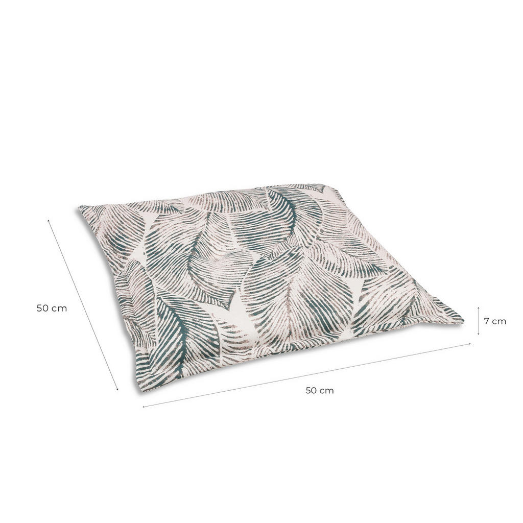 Thumbnail - Gartensitzkissen, Grau, Beige, Textil, 2-teilig, Blätter, Füllung: Schaumstoff, Vlies, quadratisch, 50x7x50 cm, Oeko-Tex...