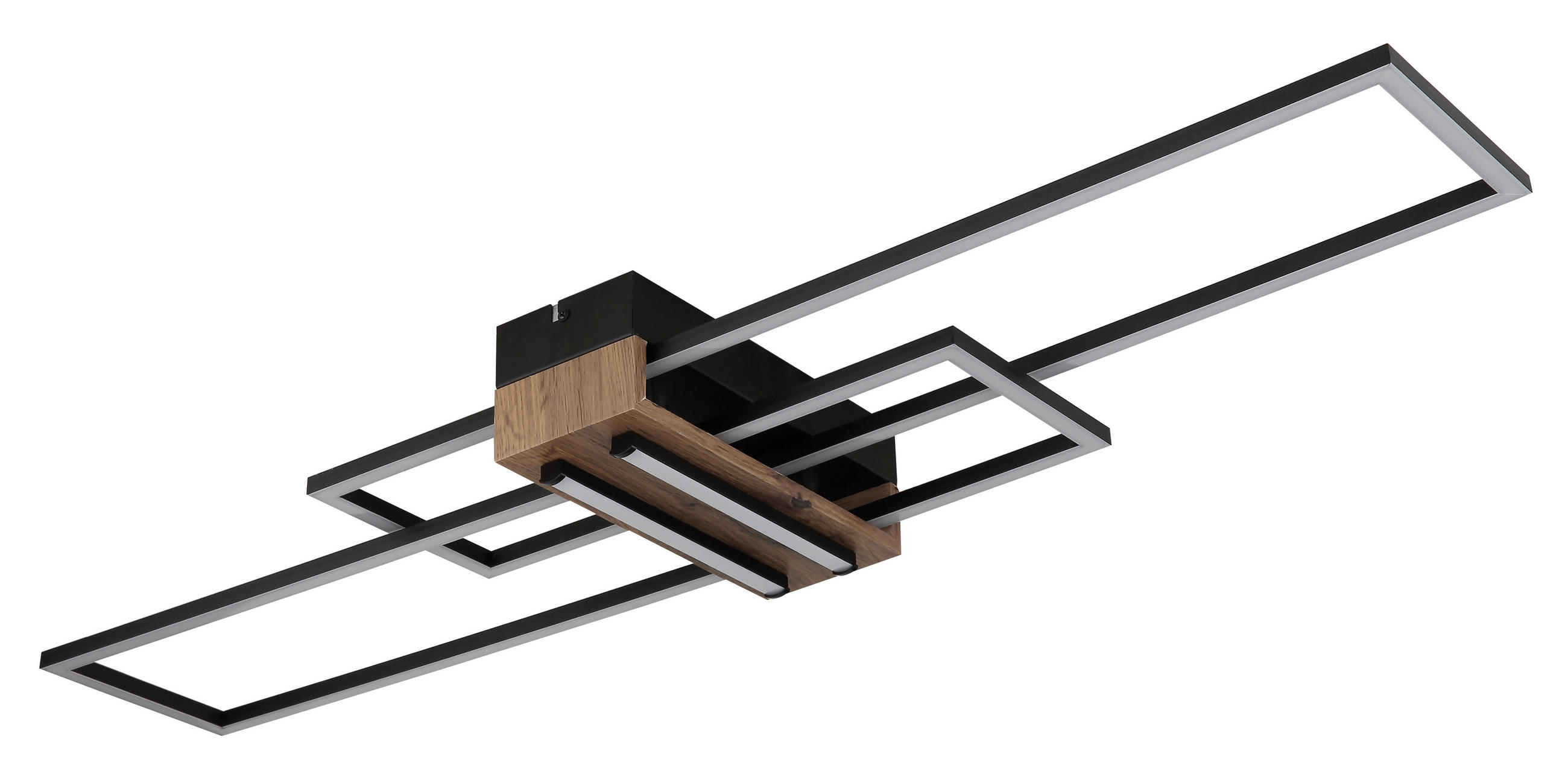LED-DECKENLEUCHTE 100/25/9,7 cm   - Dunkelbraun/Schwarz, Natur, Holzwerkstoff/Kunststoff (100/25/9,7cm) - Globo