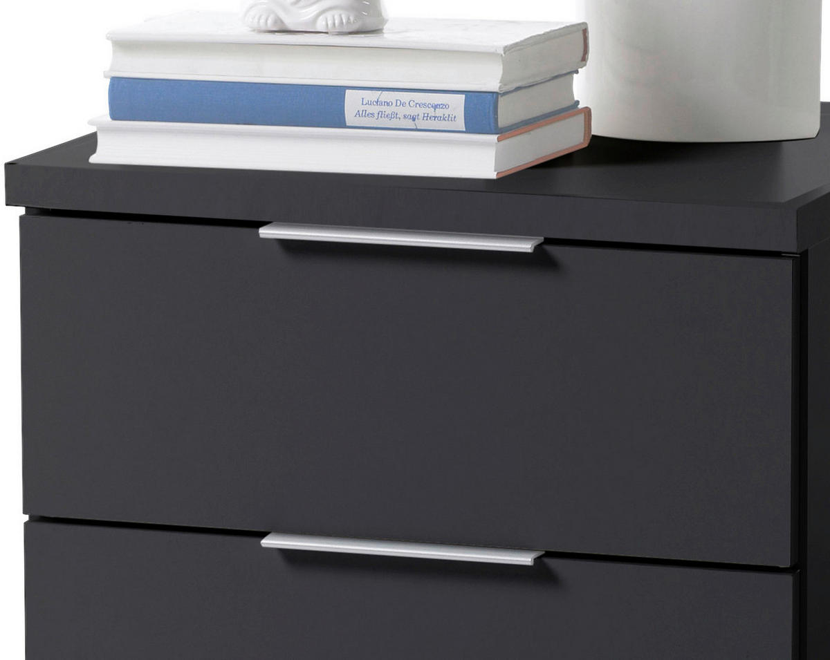 SÄNGBORD i svart  - silver/svart, Basics (46/43/42cm) - P & B