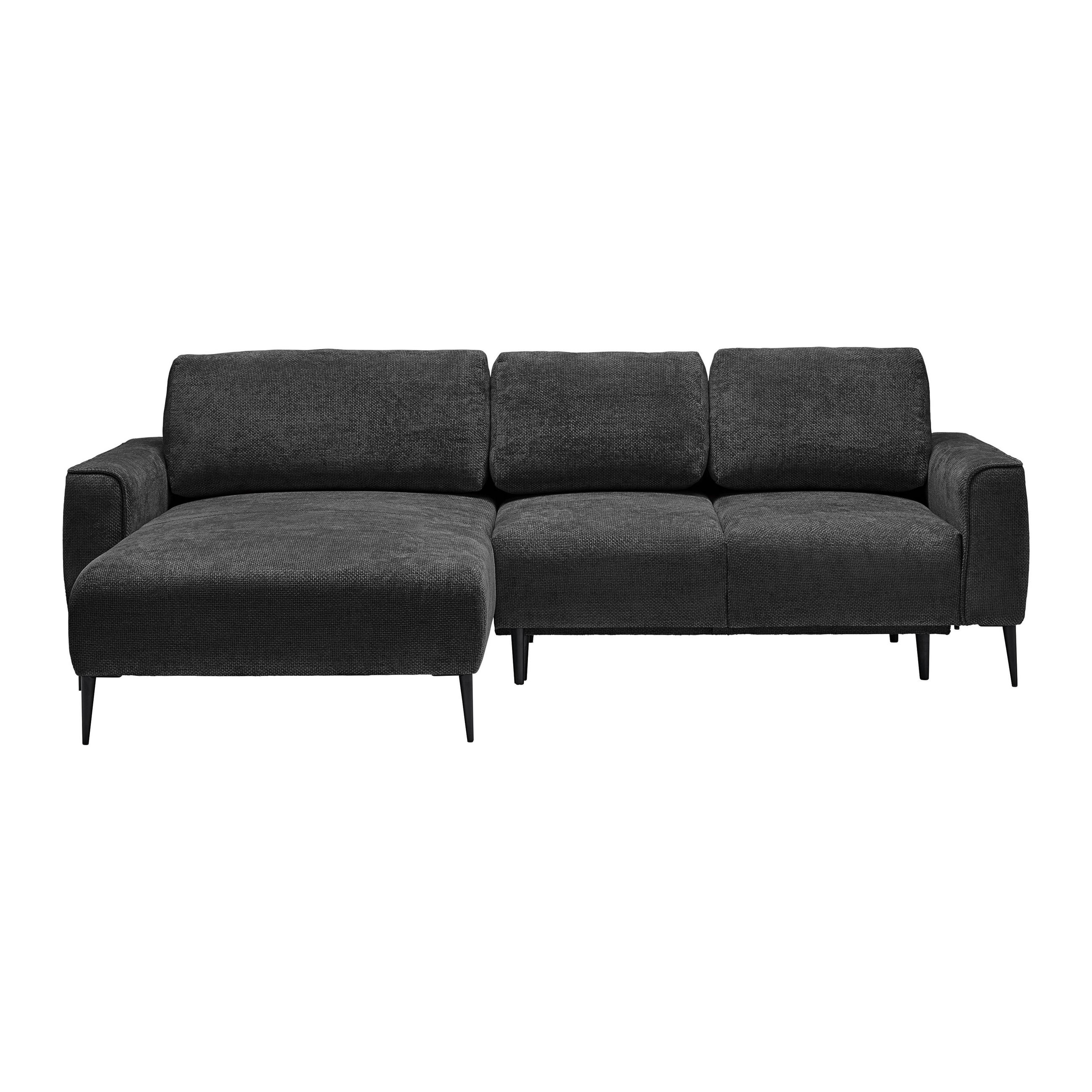 ECKSOFA in Webstoff Schwarz  - Schwarz, Modern, Textil/Metall (164/255cm) - MID.YOU