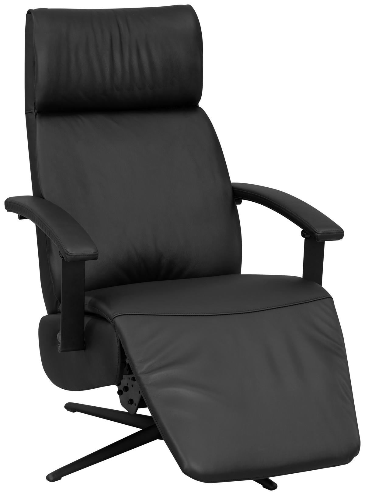 RELAXSESSEL Lederlook Kopfteilverstellung, Sitztiefenverstellung, Fußteilverstellung, Rücken echt    - Schwarz, Design, Textil/Metall (74/115/84cm) - Xora
