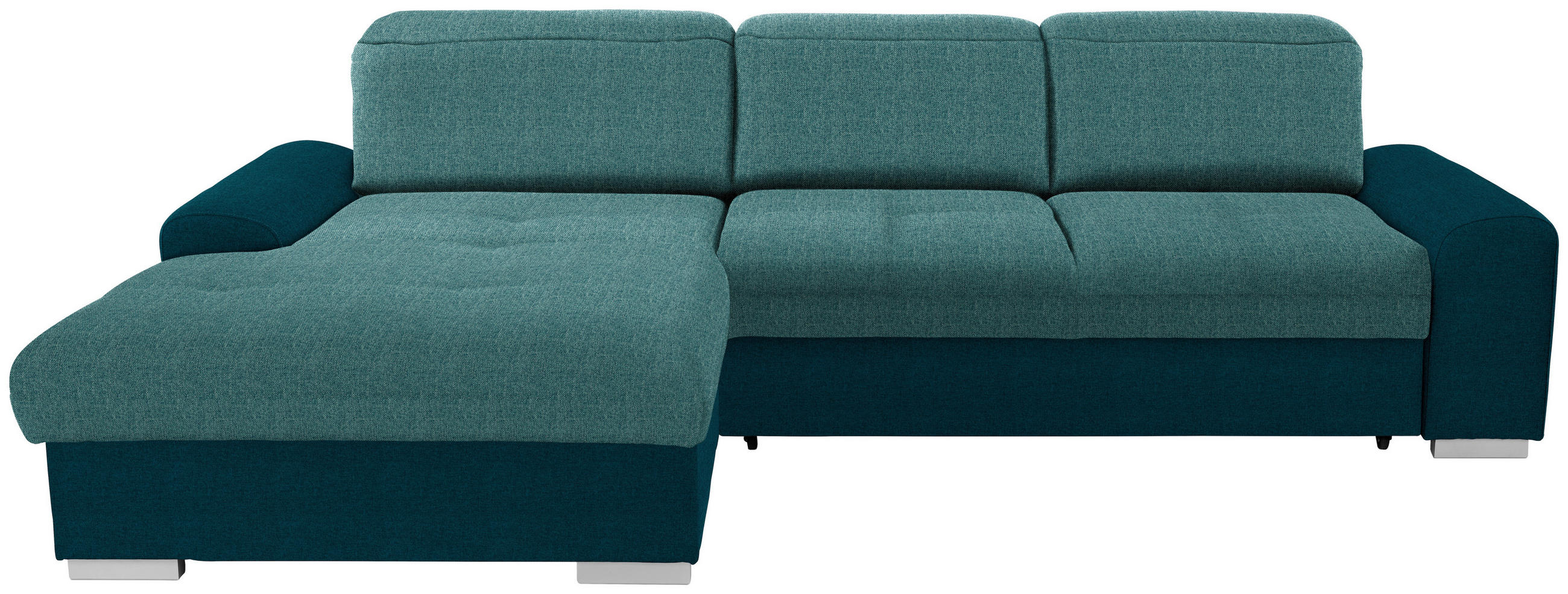 ECKSOFA Blau, Türkis Webstoff Bettkasten, Schlaffunktion, Kopfteilverstellung, Sitztiefenverstellung  - Türkis/Blau, KONVENTIONELL, Holz/Textil (203/286cm) - Livetastic