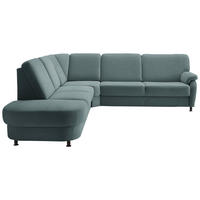 ECKSOFA Flachgewebe Blaugrau  - Blaugrau/Schwarz, Konventionell, Textil/Metall (287/269cm) - Beldomo System