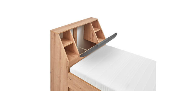 STAURAUMBETT 90/200 cm in Eiche Artisan - Eiche Artisan/Grau, KONVENTIONELL, Holzwerkstoff/Textil (90/200cm) - Carryhome