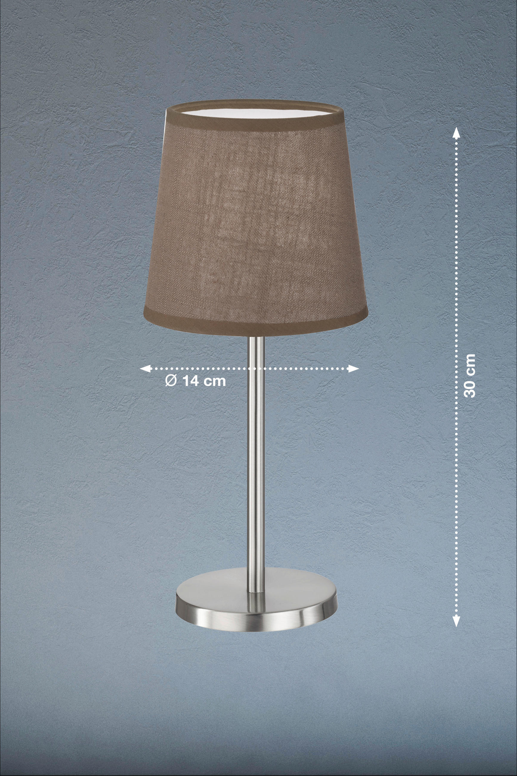 SVJETILJKA STOLNA Eve  - boje nikla/smeđa, Basics, tekstil/metal (14/30cm)