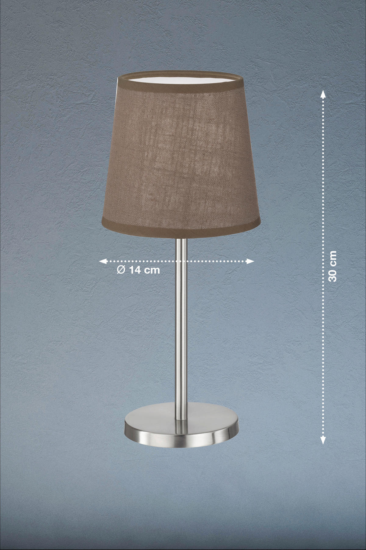SVJETILJKA STOLNA Eve  - boje nikla/smeđa, Basics, tekstil/metal (14/30cm)