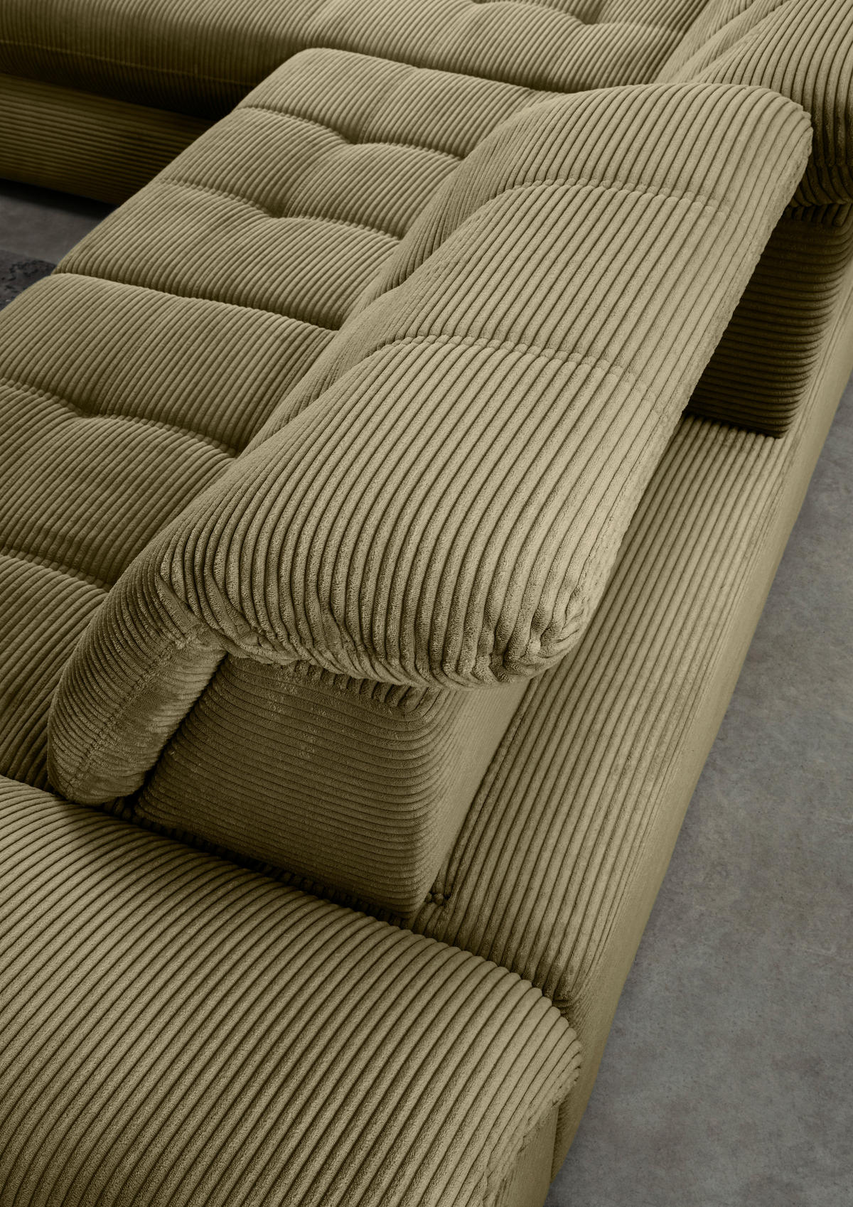 ECKSCHLAFSOFA in Cord Olivgrün  - Schwarz/Olivgrün, Modern, Textil/Metall (189/273cm) - Livetastic